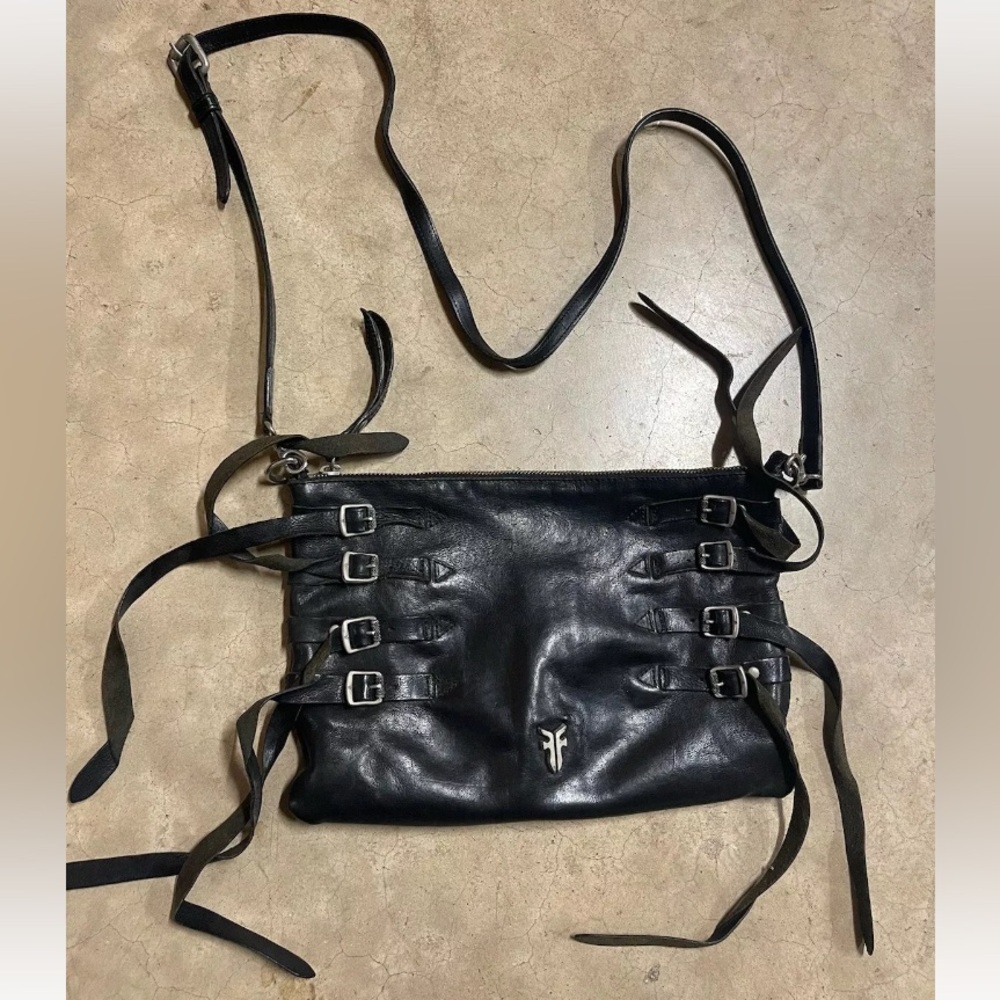 Rare! Frye “Selena” black purse w/ tassels - Picture 3 of 10